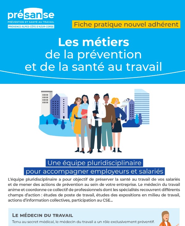 Les métiers de la prévention et de la santé au travail